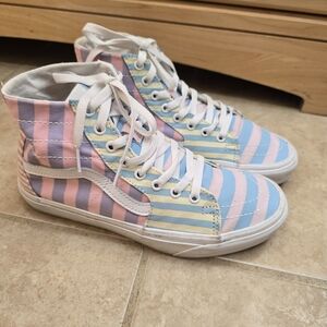 Vans Sk8 Hi Top Skate Shoe Pastel Stripes Multicolor Pastels Men 7.5 Women 9